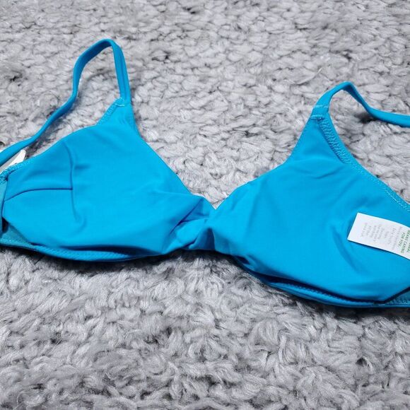 Aerie Twist Scoop Bikini Top Size XS Real Good Blue Padded Lined - Picture 5 of 7